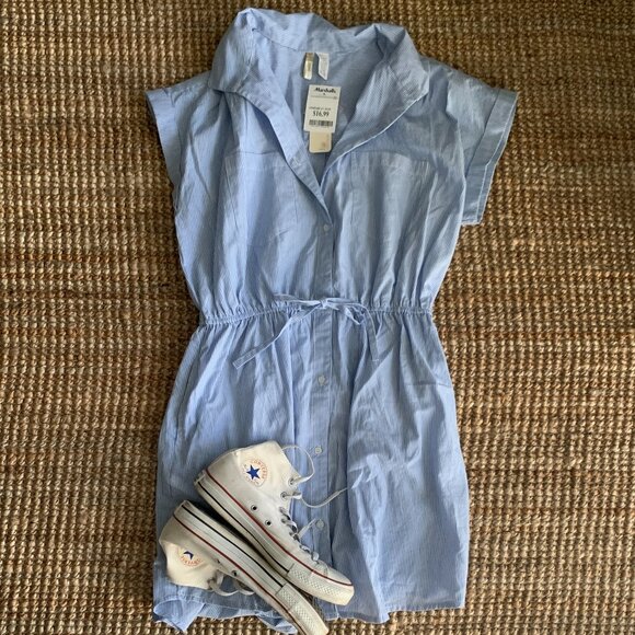Striped Button Dress - Picture 1 of 4